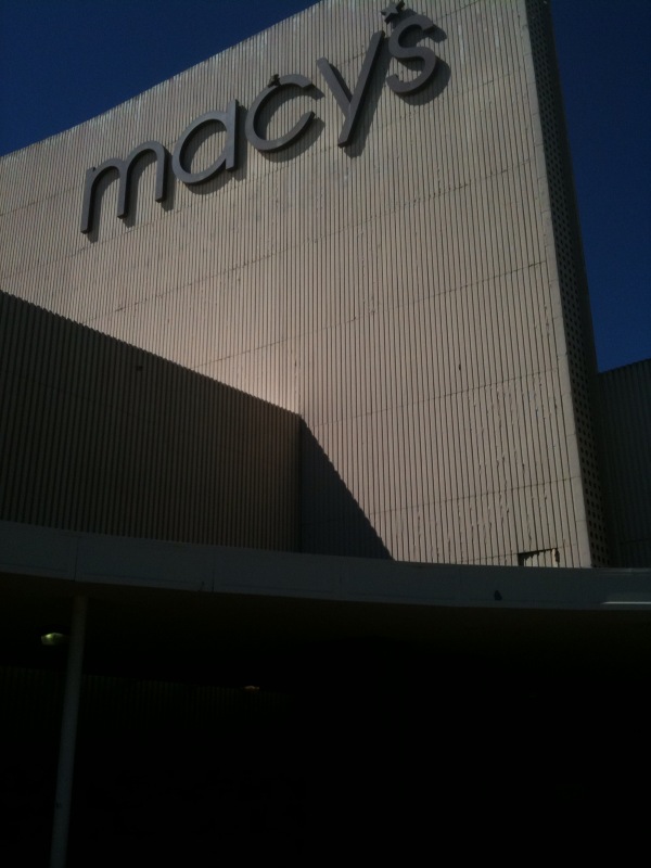 The run-down facade of a Macy's department store.